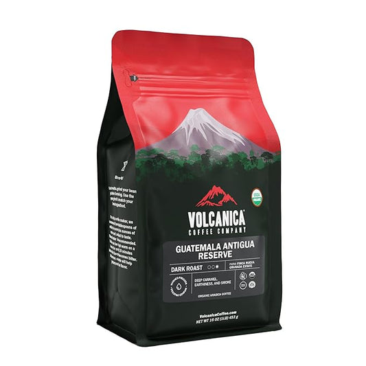Guatemala Antigua Coffee, Dark Roast Reserve, Ground, USDA Organic, Fresh Roasted, Kosher, 16-ounces