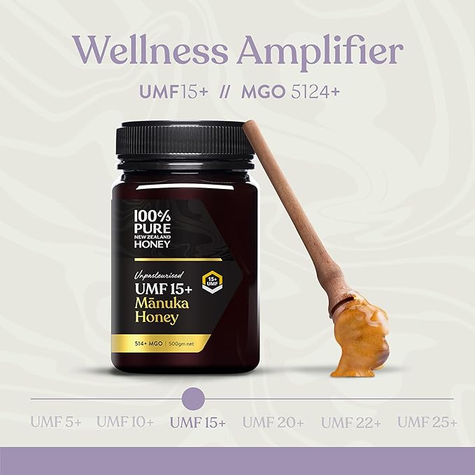100% Pure New Zealand Honey - Certified UMF 15+ (MGO 512+) Raw Manuka Honey, 8.8 Ounce (250g) (Pack of 1)