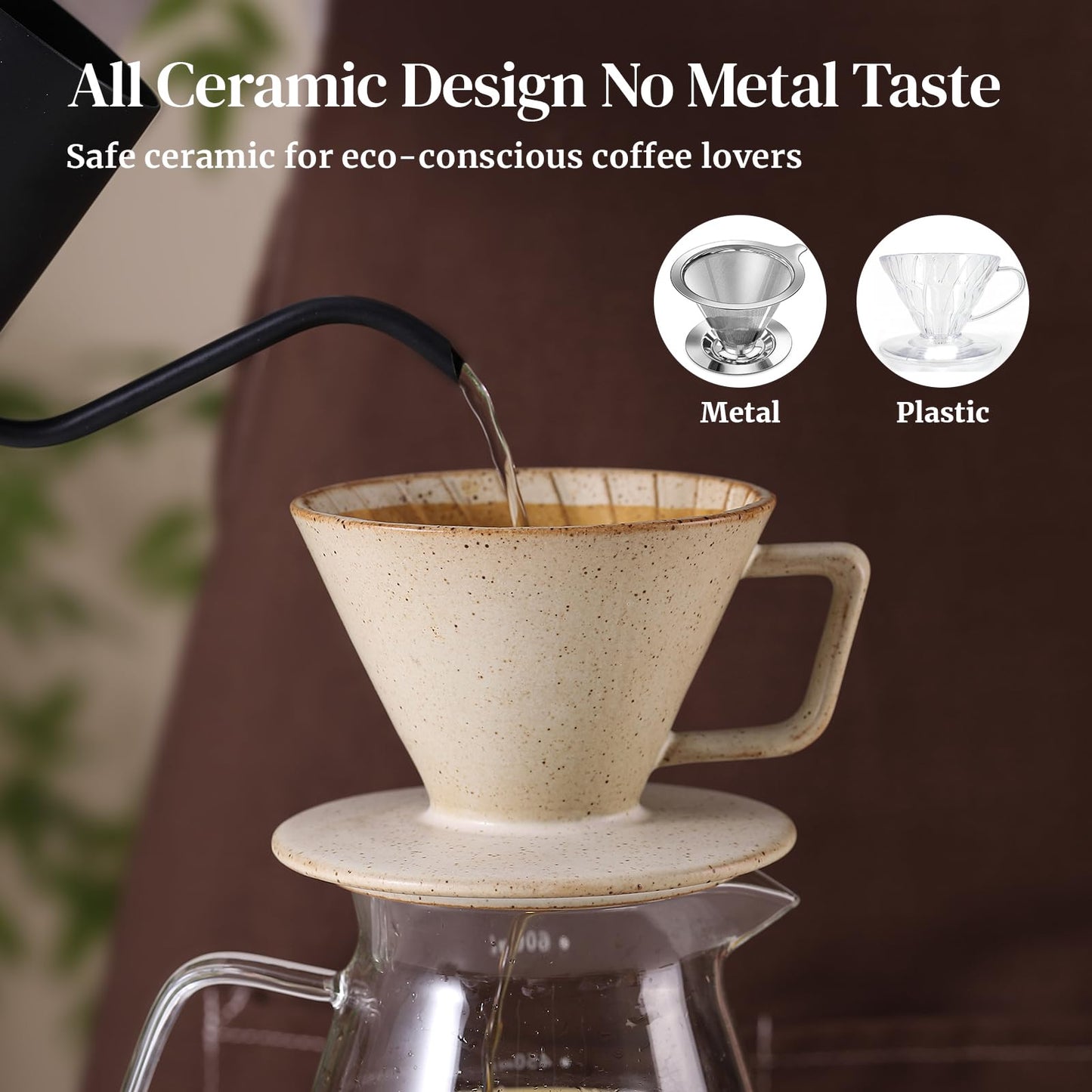 DOWAN Pour Over Coffee Maker, Non-Electric Pour Over Coffee Dripper, Manual Brew Maker, Single Cups