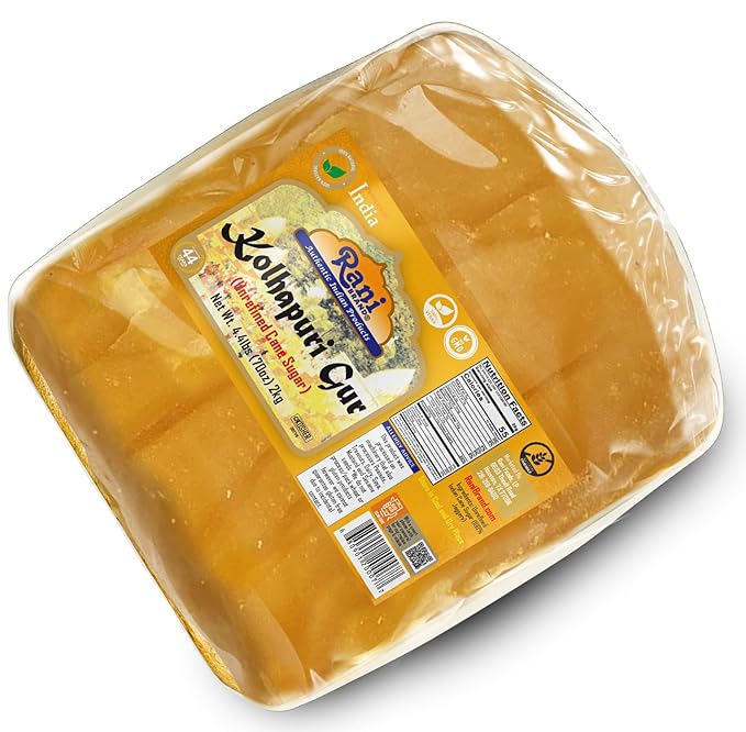 Rani Kolhapuri Gur (Jaggery) 70oz (4.4lbs) 2kg ~ Unrefined Cane Sugar, No Color added, Gluten Friendly | Vegan | NON-GMO | Kosher | No Salt or fillers