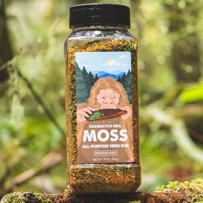 Spiceology & Sasquatch BBQ - Moss Seasoning - All-Purpose Herb Spice Rub - Use On: Pork, fish, Veggies, Chicken, Beef - Barbeque Rubs, Spices and Seasonings - 14 oz