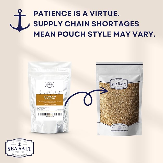 Bacon Seasoning Alderwood Smoked Sea Salt, Bacon Infused Cooking and Finishing Salt, 14 oz Bag.