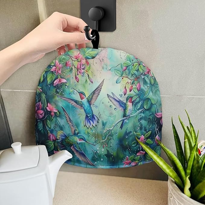Hummingbird Tea Cozy for Teapot Insulated Floral Tea Pot Cover Kitchen Decoration Cattle Wildlife Thick Tea Pot Cozy for Keeping Warm
