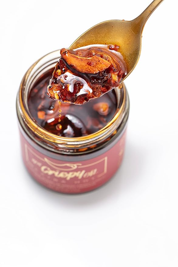 Hot Crispy Oil- Fried garlic, shallots, chili peppers and spices. Flavor bomb, Chili Crisp, Hot Sauce, Chili Oil,
