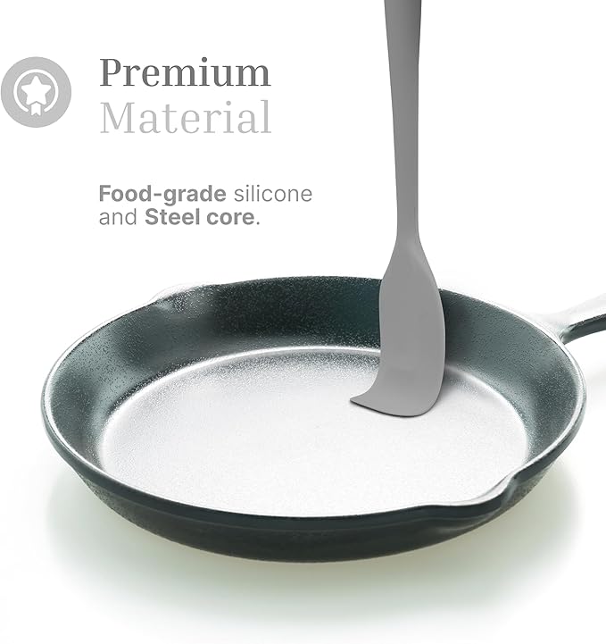 Silicone Utensils 3-Piece Set ??Rubber Spatula, Slotted Turner, and Rice Paddle ??Complete Heat-Resistant Set for Non-Stick Cookware ??Kitchen Tools and Accessories for Cooking & Baking ??Grey