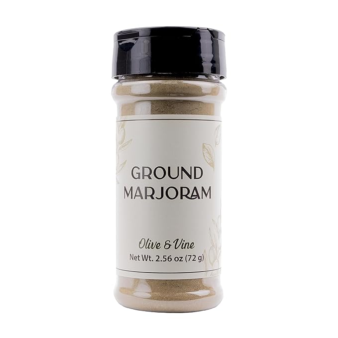 Olive & Vine Ground Marjoram, Earthy & Sweet, Seasoning for Soups, Stews, and Roasts, With Rich Tradition, Authentic Taste, For Global Recipes (2.56 Ounce)