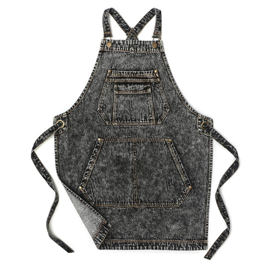 Jeanerlor - Denim Apron with Pockets for Hair Stylist Gardening Craftsmen Barista Women Hairdresser