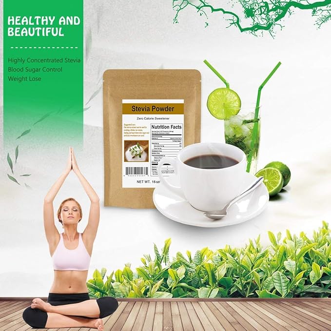 CCnature Stevia Powder Extract Natural Sweetener Zero Calorie Sugar Substitute 16 oz