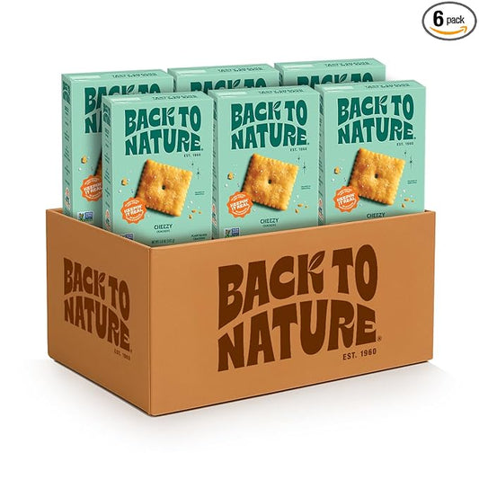 Back to Nature - Cheezy Crackers - Seriously Tasty Cheese Flavored Square Crackers - Wheat Flour and Vegan, Non-GMO Ingredients - 5 Ounce (Pack of 6)