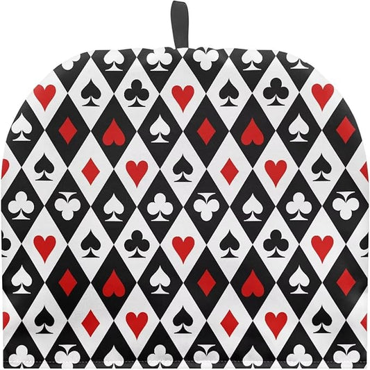 Poker Suit Print Large Tea Cozy for Teapot Extra Thick Tea Pot Cover Home Kitchen Decoration Insulated Teapot Cozy Dust Kitchen Accessories for Home Daily