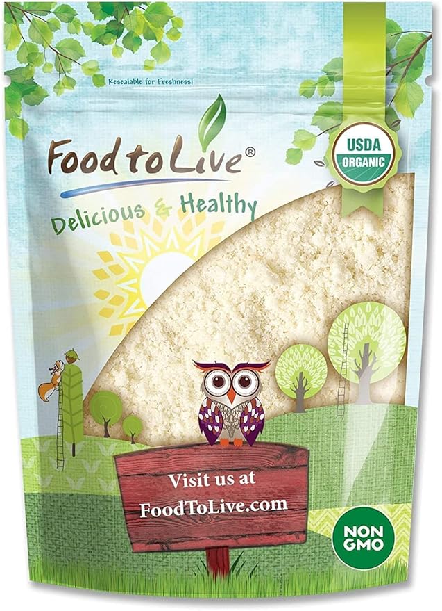 Food to Live Organic Almond Flour, 1 Pound ??Extra Fine Blanched Prime Meal, Non-GMO, Low Carb, Culinary Grade, Kosher, Keto, Paleo and Vegan Super Powder, Bulk