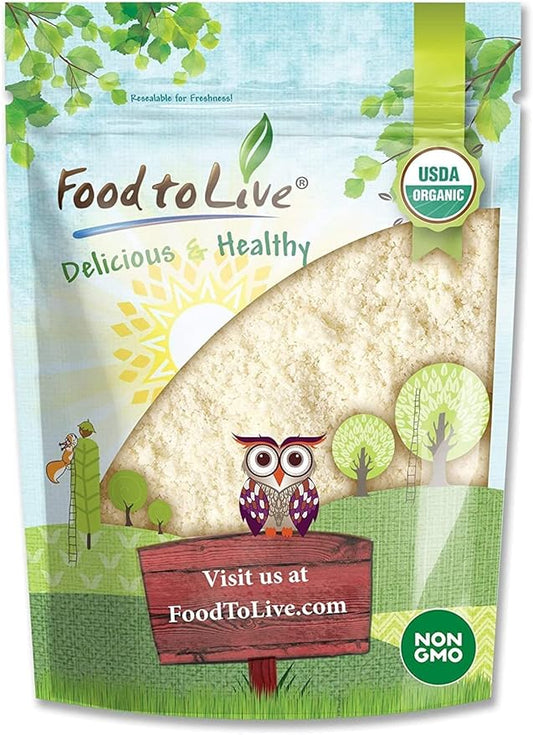 Food to Live Organic Almond Flour, 1 Pound ??Extra Fine Blanched Prime Meal, Non-GMO, Low Carb, Culinary Grade, Kosher, Keto, Paleo and Vegan Super Powder, Bulk