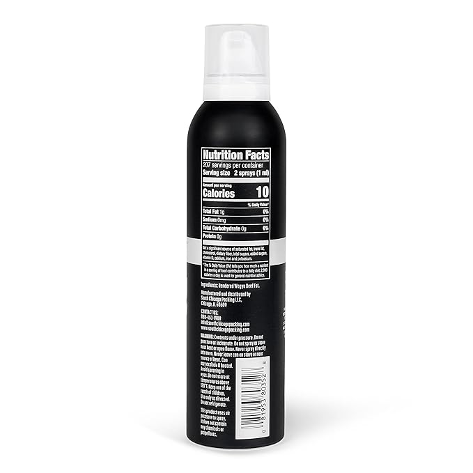 South Chicago Packing Wagyu Beef Tallow Spray, Umami-Rich, Flavorful, Perfect for Sauteing, Stir-frying and Grilling, Nonstick Cooking Oil, 7 Fl Oz