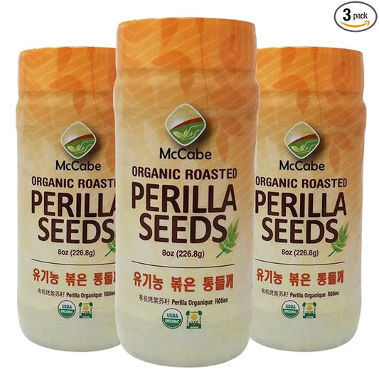 McCabe Organic Roasted Perilla Seeds - Perilla Seeds Organic | Rich with Fiber & Minerals | USDA and CCOF Certified | Packed in USA | 8oz Pack of 3