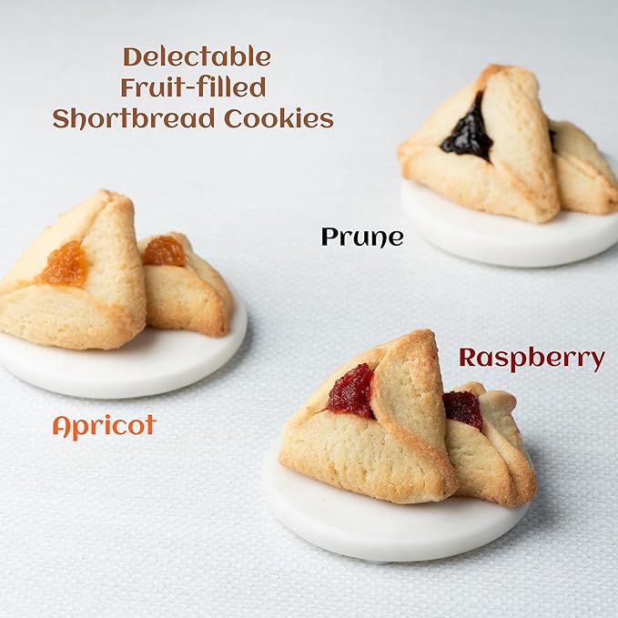 Hamentaschen Cookies Individually Wrapped [12 Count] Filled with Apricot, Prune & Raspberry Jam | Purim Gift Basket | Mishloach Manot for Mom, Dad & Friends | Kosher & Nut Free | Stern?셲 Bakery