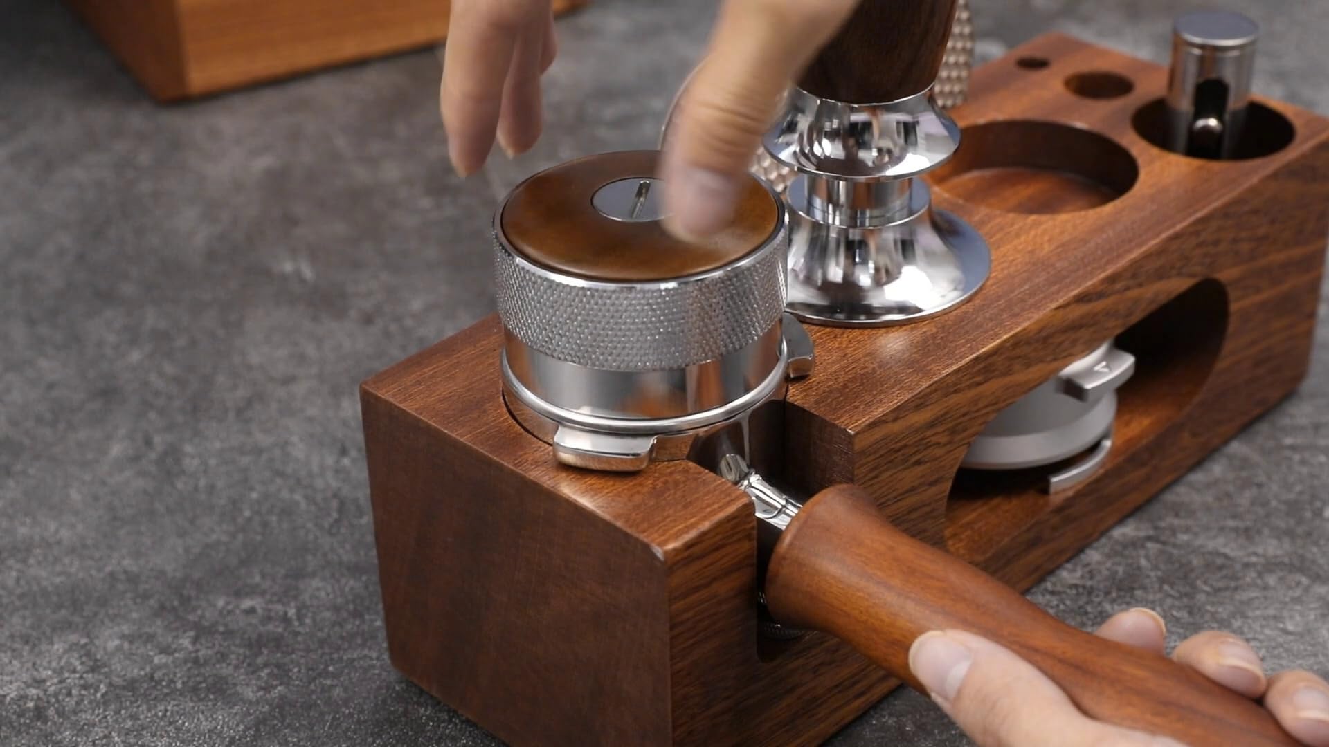 Teyearlife espresso tamping station called Coffee Tamper Station Fit 51 to 54mm Espresso