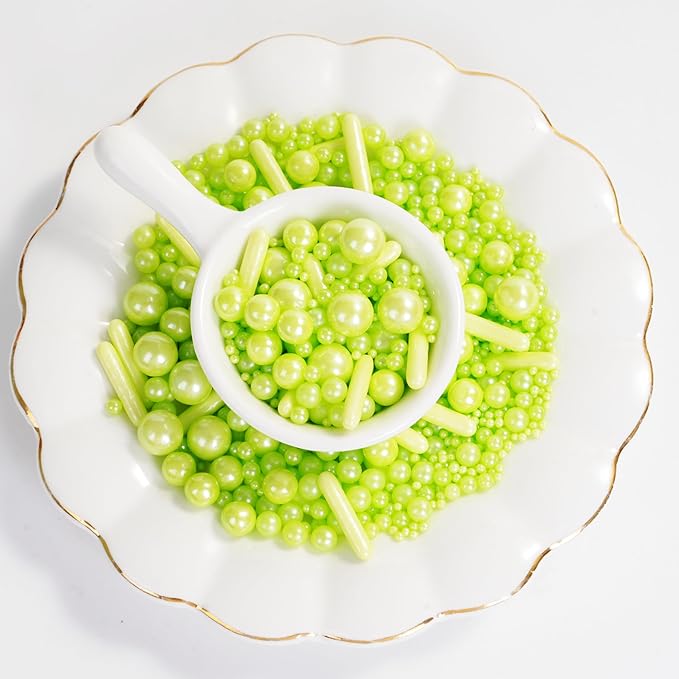 Kasvan Green Mix Sugar Sprinkles - Edible Candy Pearls with 4-Claw Sprinkle Pen,118g/4.16 Oz, Gift Box Pack, Baking Cake Decorations, Ice Cream Toppings and Cookie Decorating (Green)