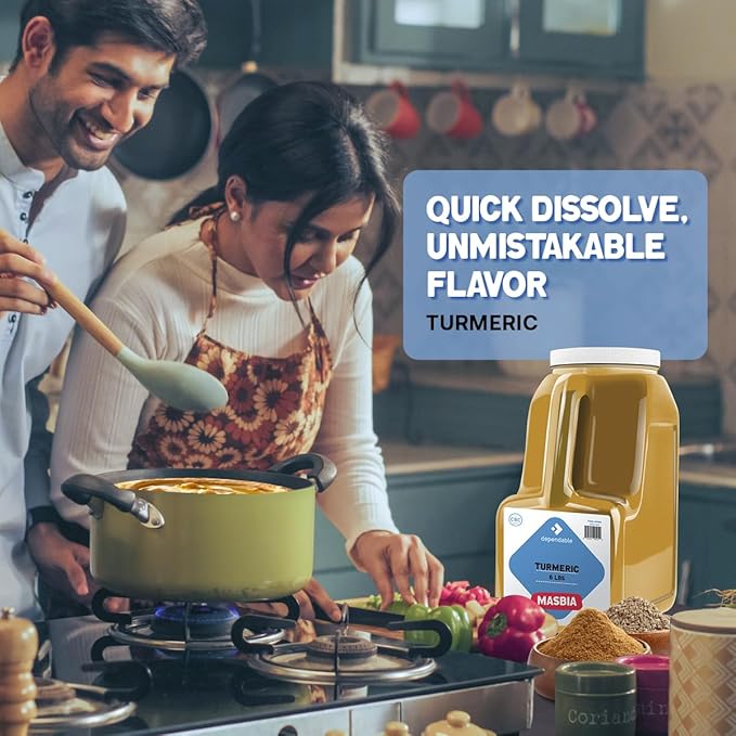 Dependable Foods Turmeric Spice ??6 Lb. Bulk Jar - 100% Natural, Non-GMO, Salt-Free, | Kosher, | Allergen Free | Golden Seasoning Elevation