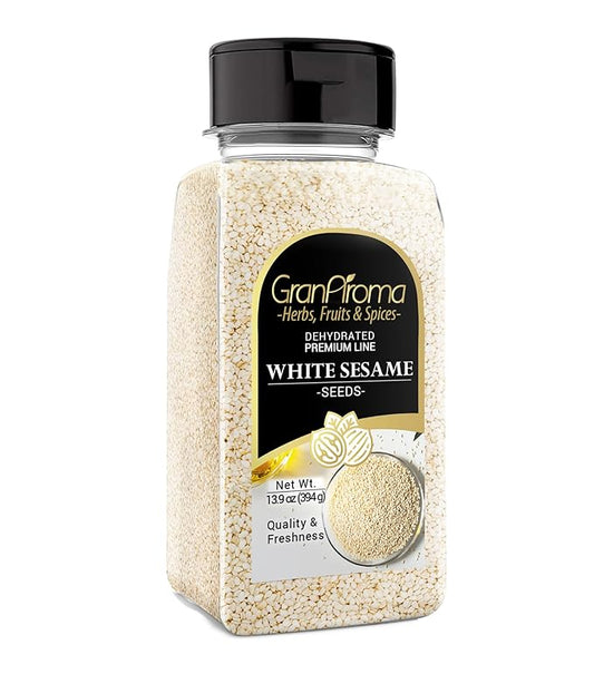 GranAroma White Sesame Seeds, 13.9 oz, Garnish & Seasoning, Versatile Seeds, Nutty Flavor
