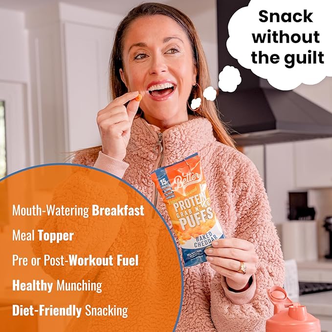 Better Than Good Savory Keto Baked Cheddar Protein Puffs ??Gluten-Free, Low Calorie, High Protein, Low Carb, Paleo, Sugar-Free Healthy Snacks for Kids & Diabetics | No Artificial Flavours (12 Pack)