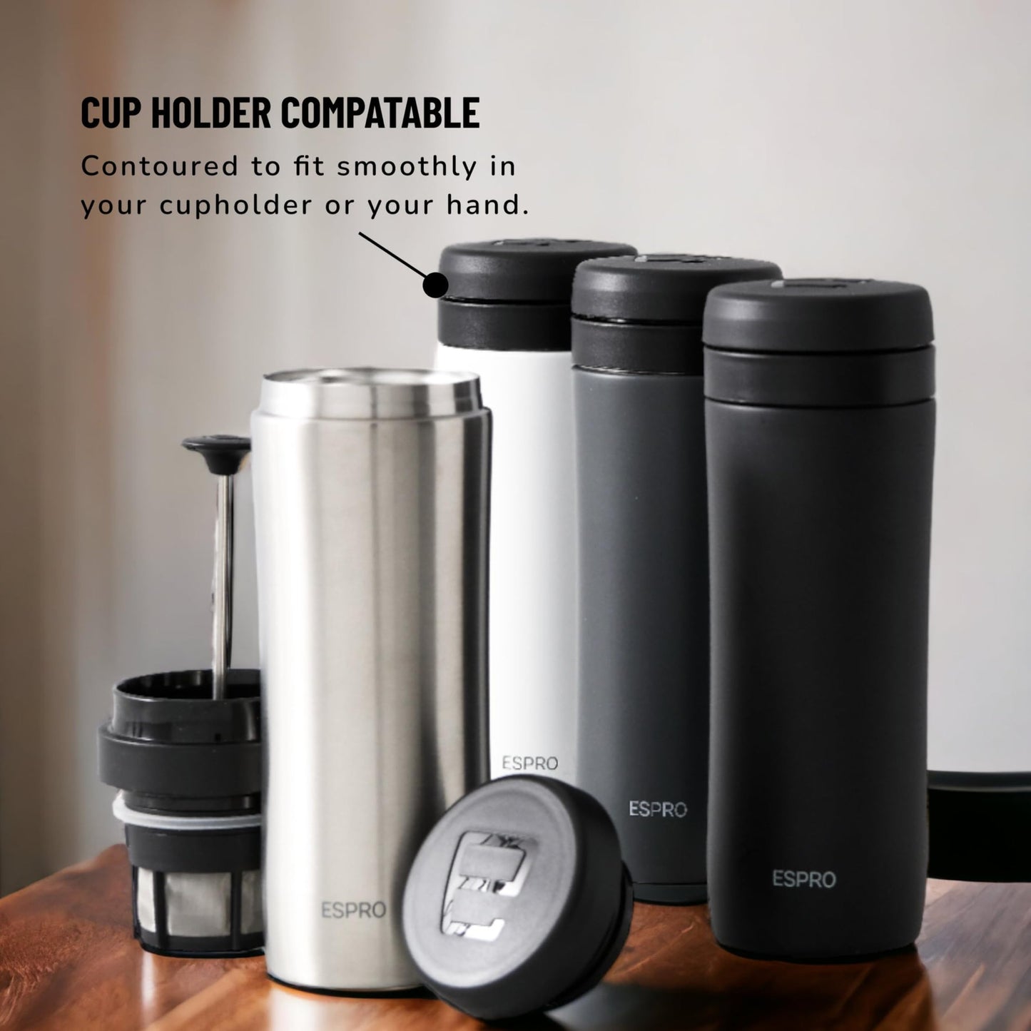 ESPRO P1 12 Ounces French Press Coffee Maker for Travel, Double-Walled Stainless Steel Vacuum