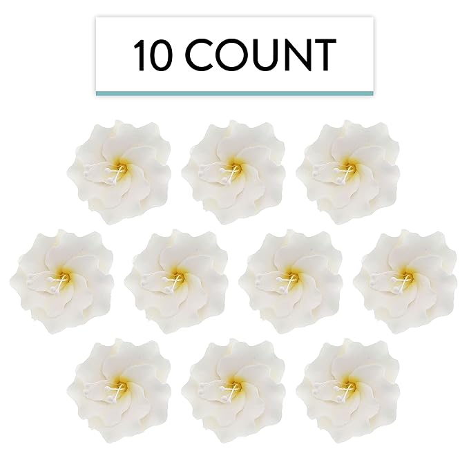 Global Sugar Art Azalea 1.75 Inch Sugar Cake Flowers White with Wire and Stamen, 10 Count by Chef Alan Tetreault