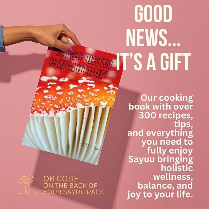 SAYUU Mushroom Coffee Hot Cocoa Mix ?“Instant Coffee Blend Enriched with Reishi, L-Theanine, Melatonin, Rich Cacao Flavor, Gut & Immune Health Support, Quick & Easy Bedtime Drink - 20 Servings