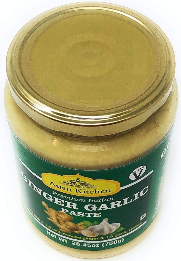 Asian Kitchen Ginger Garlic Cooking Paste 26.5oz (750g) Glass Jar ~ Vegan | Gluten Free | NON-GMO | No Colors | Indian Origin