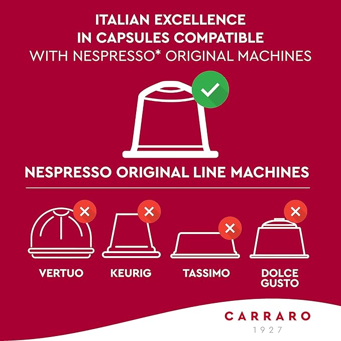 CARRARO Variety Pack - 100 Premium Espresso Pods Compatible with Nespresso Original Machines - Medium & Dark Roast Espresso Aluminum Capsules, 10 Packs - 100 Servings, Made in Italy