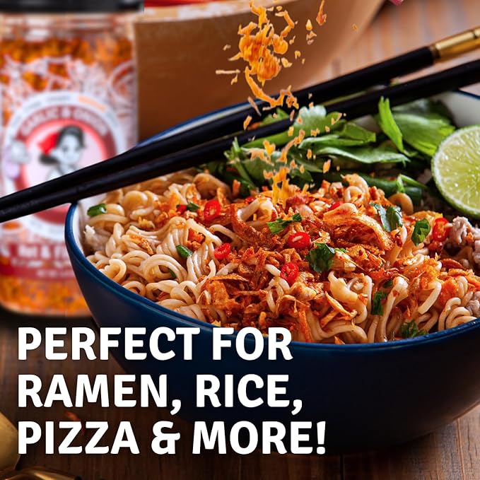 MaeMai Chili Crisp (MEDIUM HOT Spice) - Non-Oily Chili Crisp Topper, Rice Seasoning, Ramen Topper, Furikake, Umami Onion & Garlic Flakes | 4.41oz (125g) Resealable Bottle