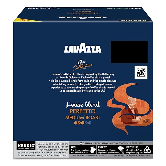 Lavazza House Blend Perfetto, Single-Serve Keurig K-Cup Pods, Medium Roast Coffee, 40-Count Box
