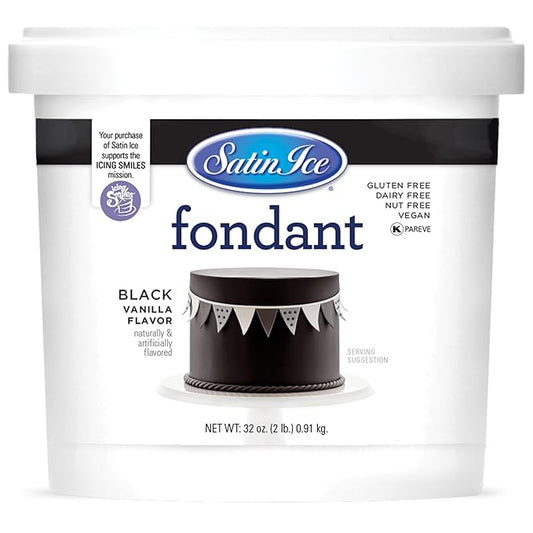 Satin Ice Black Fondant, Vanilla, 2 pounds