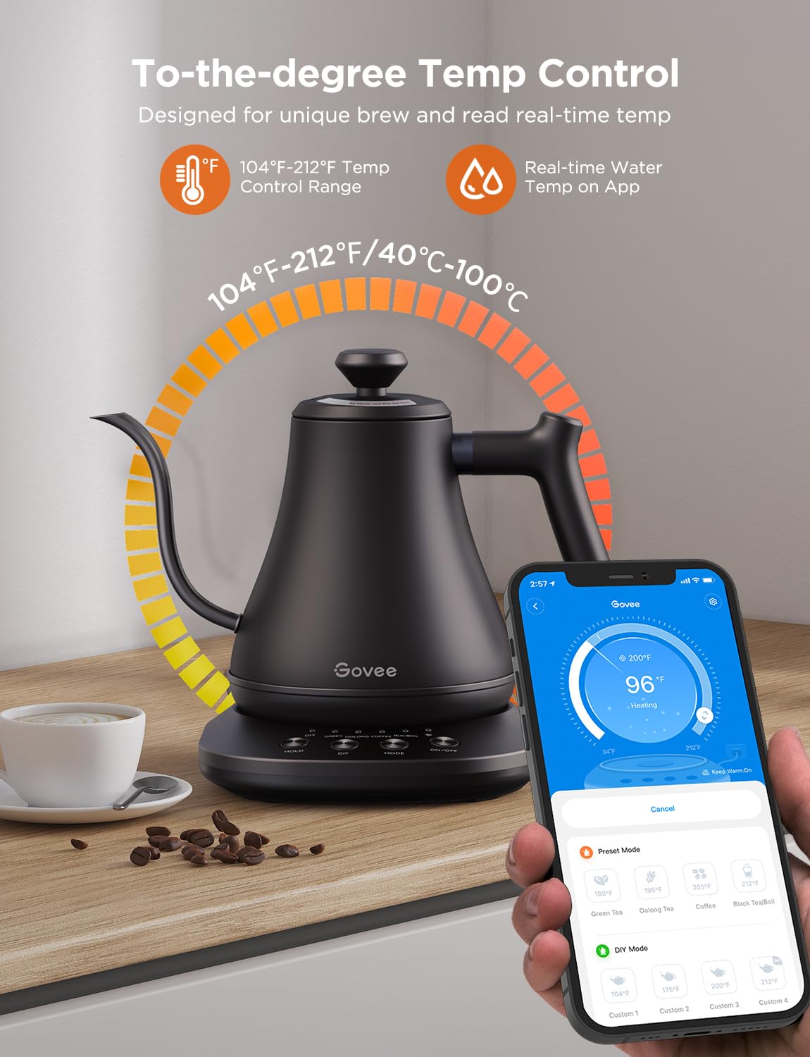Govee Smart Electric Kettle, WiFi Variable Temperature Gooseneck Tea Kettle