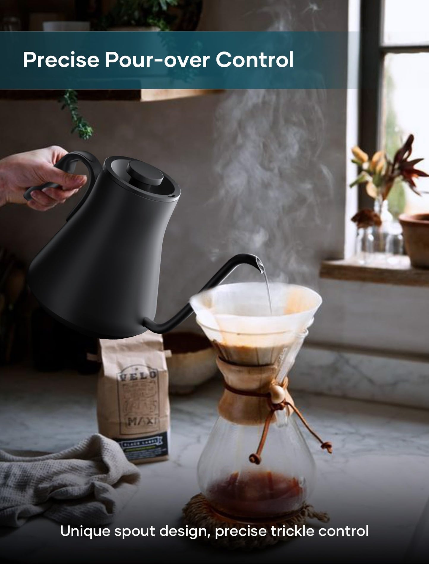 INTASTING Gooseneck Electric Kettle with 1℉ Temperature Control, 0.9 Liter