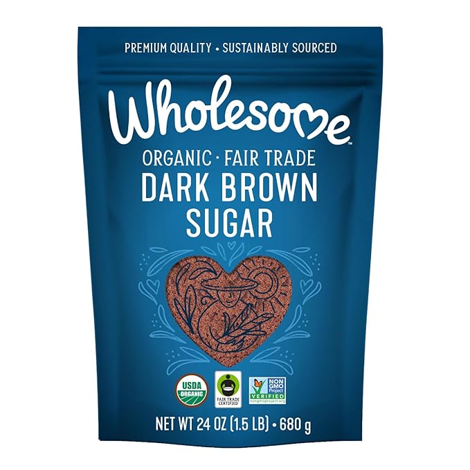 Wholesome Sweeteners 24-Ounce Organic Dark Brown Sugar, Fair Trade, Non GMO, Gluten Free & Vegan