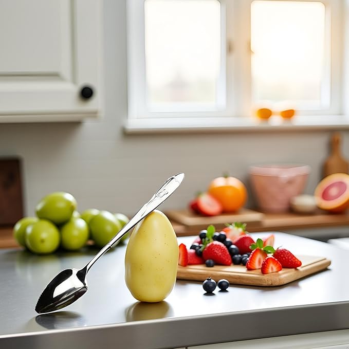 Silver Grapefruit Spoons, Stainless Steel Grapefruit Spoon, Grapefruit Spoon For Cirtrus Fruits, Kiwi, Salad, And Desserts Grapefruit Utensils(ZS412)