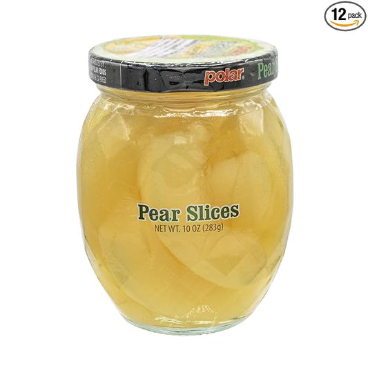 MW Polar Pear Slices in Light Syrup, glass jar 10oz (Pack of 12)