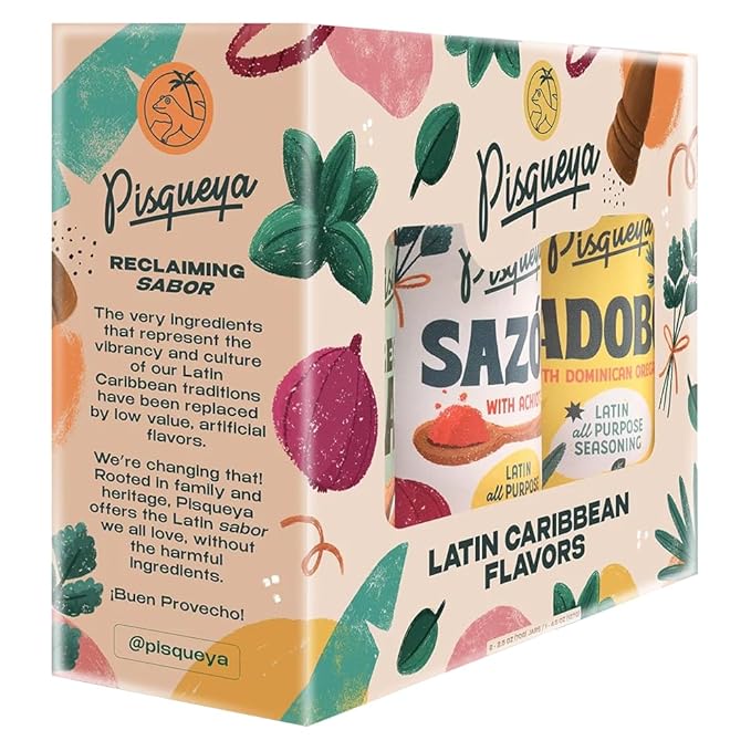 Pisqueya Latin Seasoning Gift Set – Sazón, Adobo & Oregano Sea Salt | Bold Flavor & All-Natural Ingredients | Low Sodium, No MSG, No Preservatives | Pack of 3