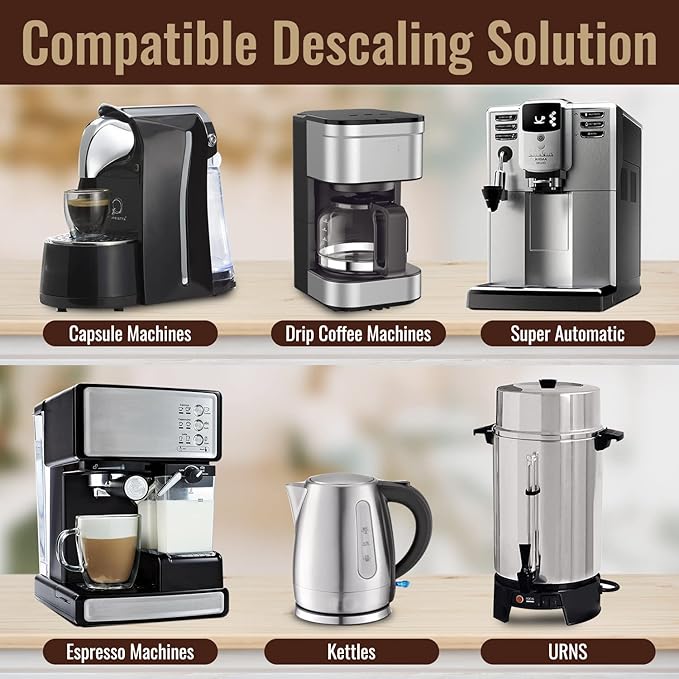 Tupkee Universal Descaling Solution for Keurig Breville Nespresso & Delonghi (2 Uses) | Coffee Machine Descaler Cleaner | Liquid To Descale Automatic Coffee Makers & Espresso Machines