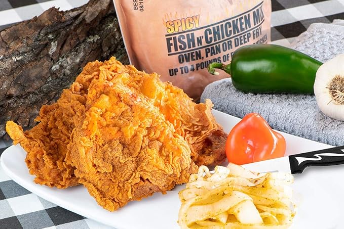 Lefty's Spicy Fish & Chicken Mix | Air Fry and Oven Baked Seasoned Coating Mix for Fish, Chicken, Pork Chops, Shrimp and Vegetables | 16 oz.