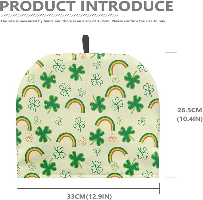 Hudotybom Four-Leaf Clover Rainbow Tea Cozy for Teapot - Insulated Large Teapot Cover to Keep Warm Tea Kettle Machine Washable Coffee Pot Cloth Covers - St. Patrick's Day Decorations