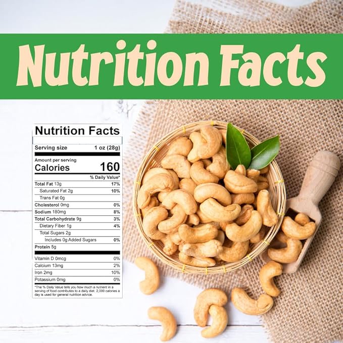 Sincerely Nuts ??Large Jumbo Cashews Roasted and Unsalted | Five Lb. Bag | Deluxe Kosher Snack Food | Healthy Source of Protein, Vitamin & Nutritional Mineral Content | Gourmet Quality Cashew Nut