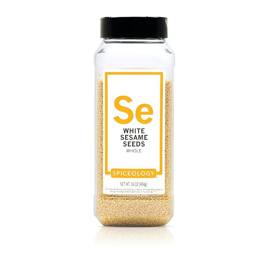 Spiceology – White Sesame Seeds – Nutty, Buttery & Toastable Flavor – Ideal for Asian Dishes, Baking, Spice Blends, Dressings & Garnishes – Freshly Packed & Chef-Approved – 16 oz