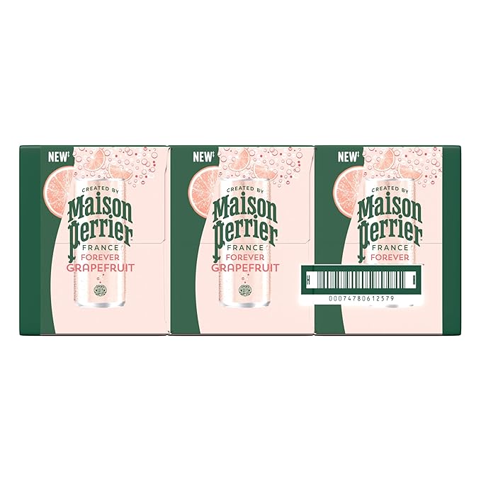 Maison Perrier Forever Grapefruit Flavored Sparkling Water, 11.15 Fl Oz Cans, 8 Count, 3 Pack