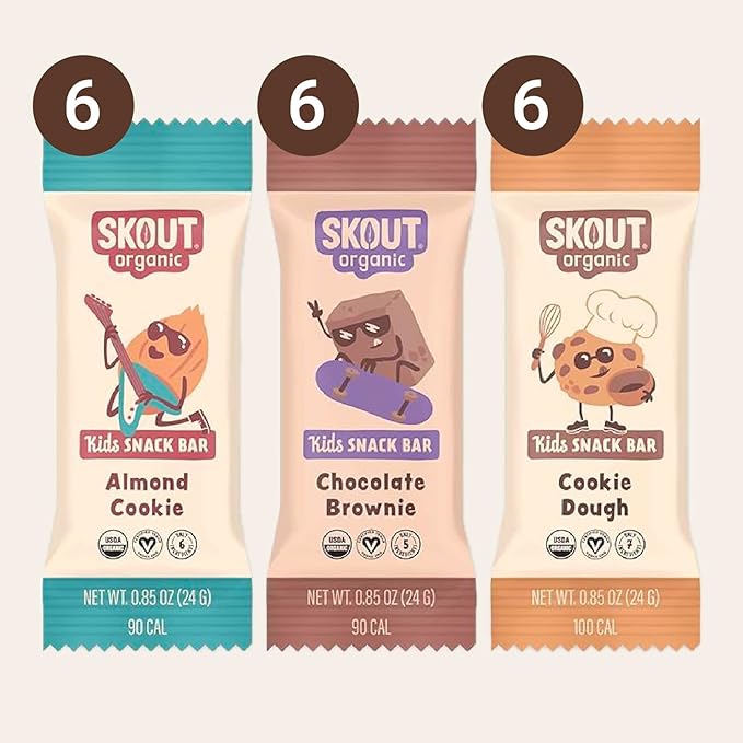Skout Organic Dessert Inspired Kids Snack Bar Variety Pack (18 Pack) | Organic Kids Snack Bars | School Snacks & Lunch Snacks | Vegan & Paleo | Gluten, Dairy, Grain Free??,<div>