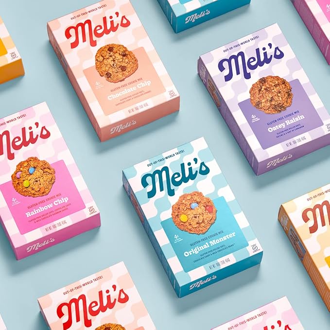 Meli?셲 Gluten Free Cookie Mix, Cookies Variety Pack - Original Monster, Chocolate Chip & Rainbow Chip, High Protein Baking Mix, Easy Bake Oven Mixes for Sweet Treats & Desserts, 16oz Box,3-Pack