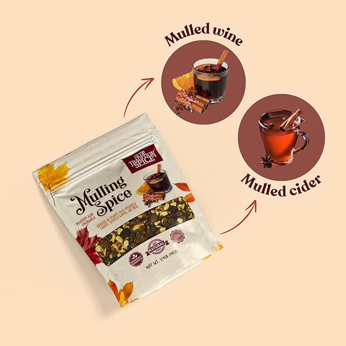 Olde Tradition Mulling Spices for Apple Cider, Mulled Wine Spices Kit, 4oz Traditional Mulled Spice Mix with Muslin Bag for Steeping Stovetop Simmer Pot Hot Toddy Tea Christmas Glühwein Holiday Drink