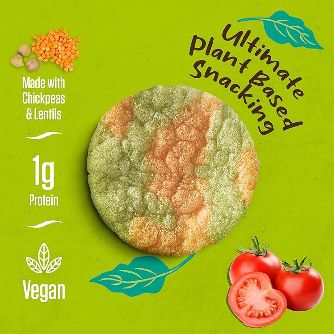 PeaKaPop Veggie Chips ??Plant-Based, Healthy Veggie Crisps with Pea, Lentil & Chickpea Protein ??Vegan, Gluten-Free, Popped Chips ??Snack Size for Kids & Adults ??1 oz Bags (15-Pack) ??Tomato & Italian Herbs