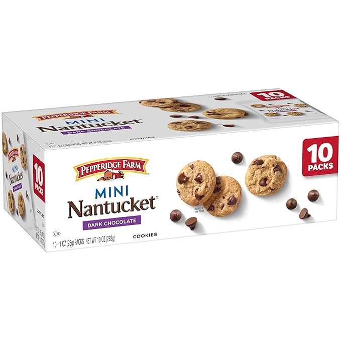 Pepperidge Farm Nantucket Mini Dark Chocolate Chip Cookies, 1 Oz Snack Packs, 10 Pk