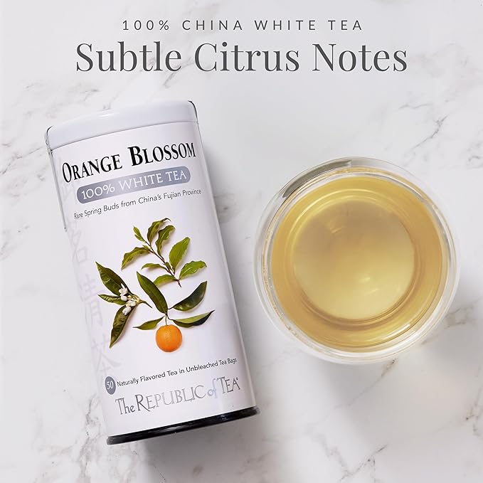 The Republic of Tea – Orange Blossom 100% White Tea Bags, Steeps 250 Low-Caffeinated Cups